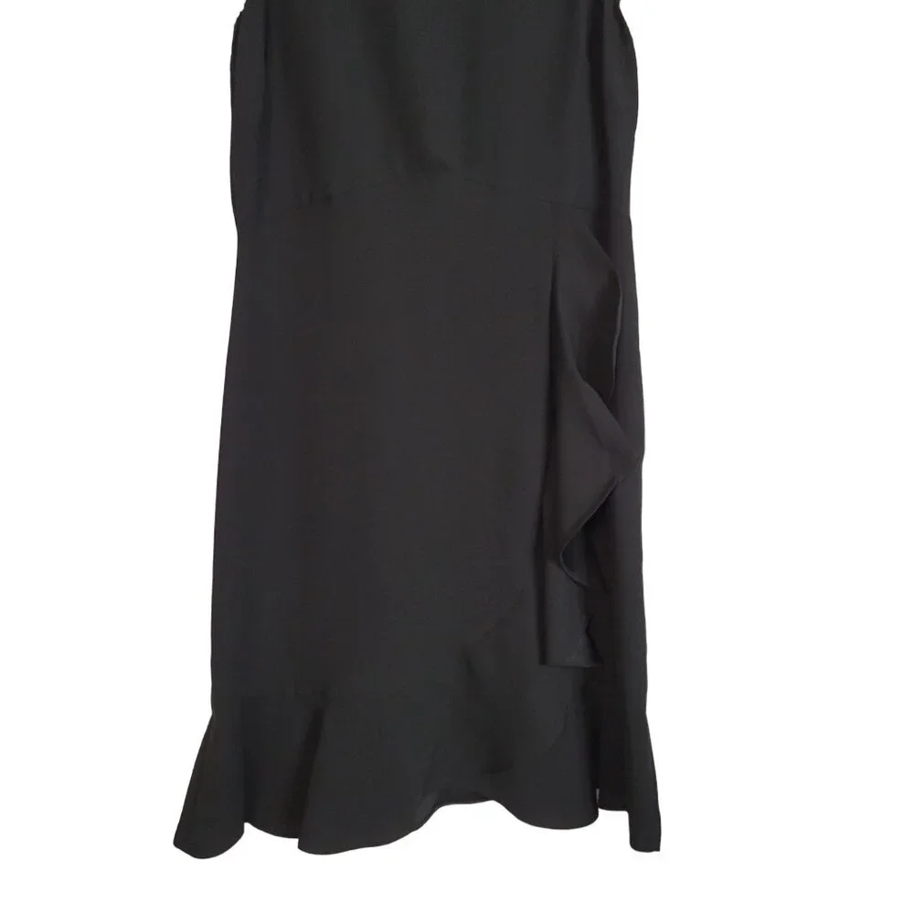 Nanette Lepore Sz 4 Dress Sleeveless Lace Trim Cascading Front Ruffle Flared Hem - Picture 5 of 11